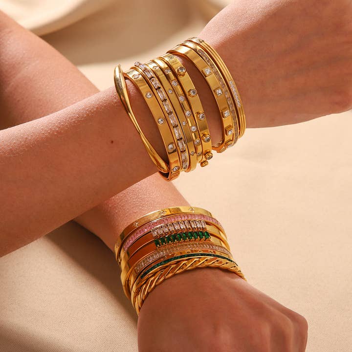 Sweet Cherry Sky - Wholesale Bangle Bracelet - Gold Plated Bangle Bracelets
