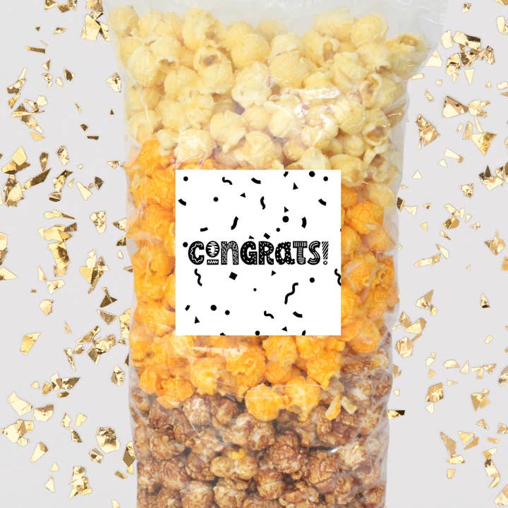 Grand sac à pop-corn « Confetti » Congrats pour la fête pour la vente par Uncle Myron's Gourmet Popcorn
