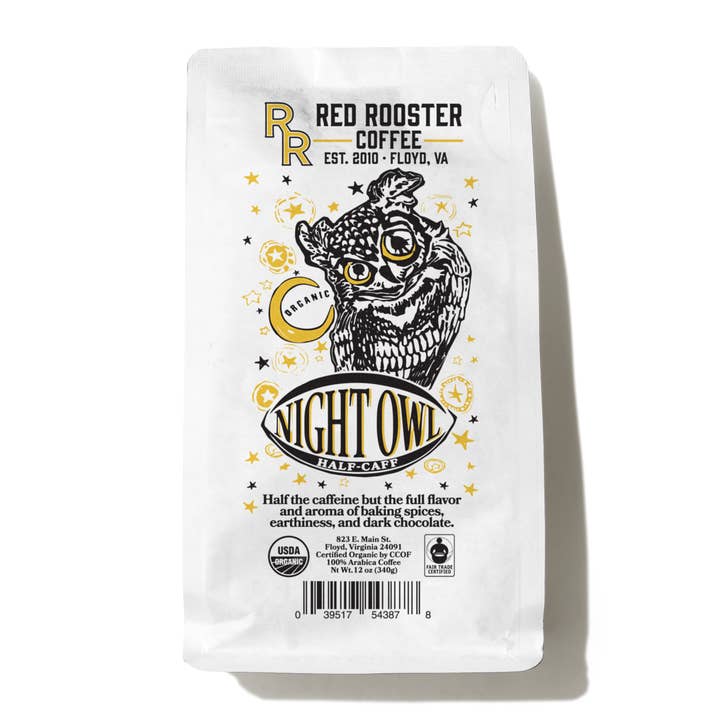 Red Rooster Coffee Roaster - Wholesale Coffee Beans - Organic Night Owl Half-Caff - Coffee Beans