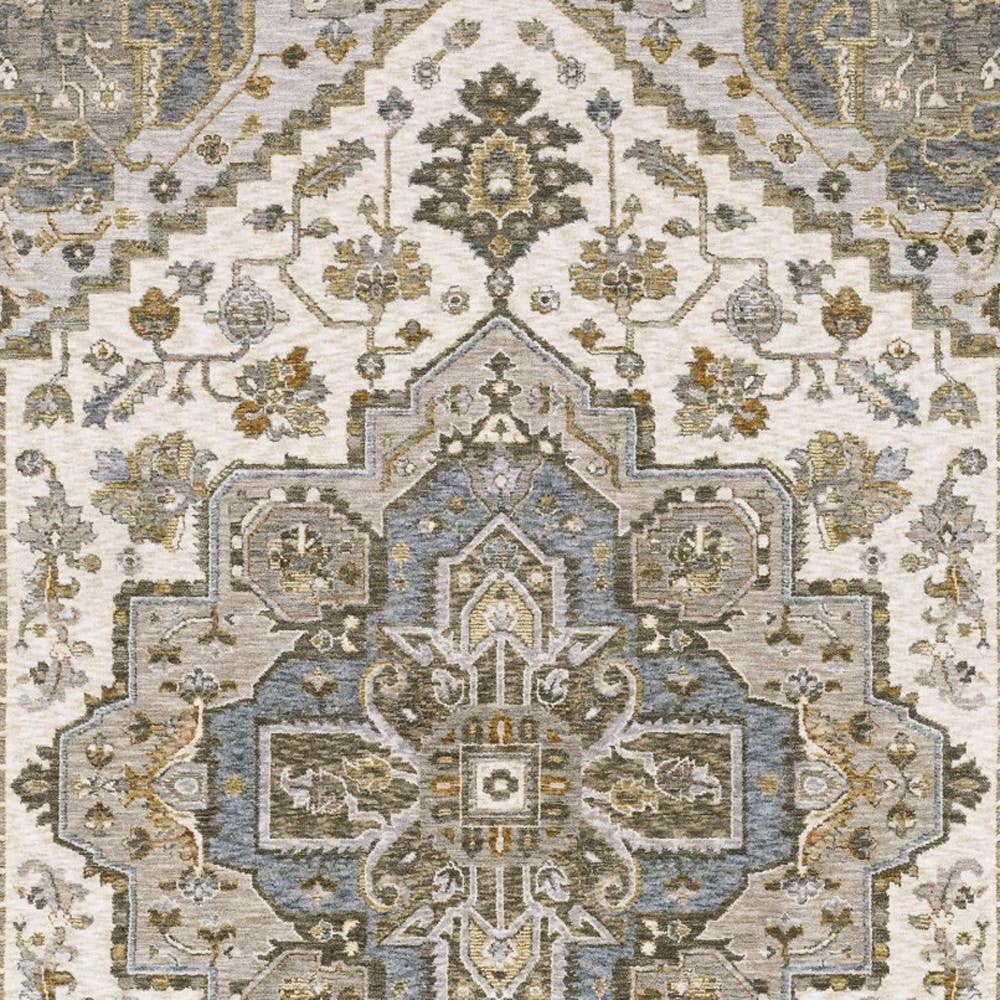 HomeRoots - Wholesale Area Rug - 2' X 3' Ivory And Gold Medallion Distressed Area Rug With Fringe4