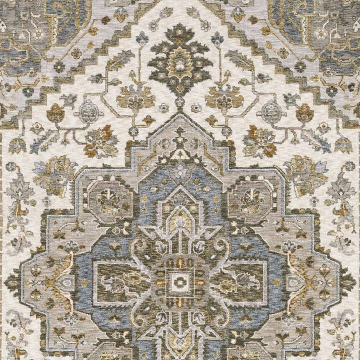 HomeRoots - Wholesale Area Rug - 2' X 3' Ivory And Gold Medallion Distressed Area Rug With Fringe4