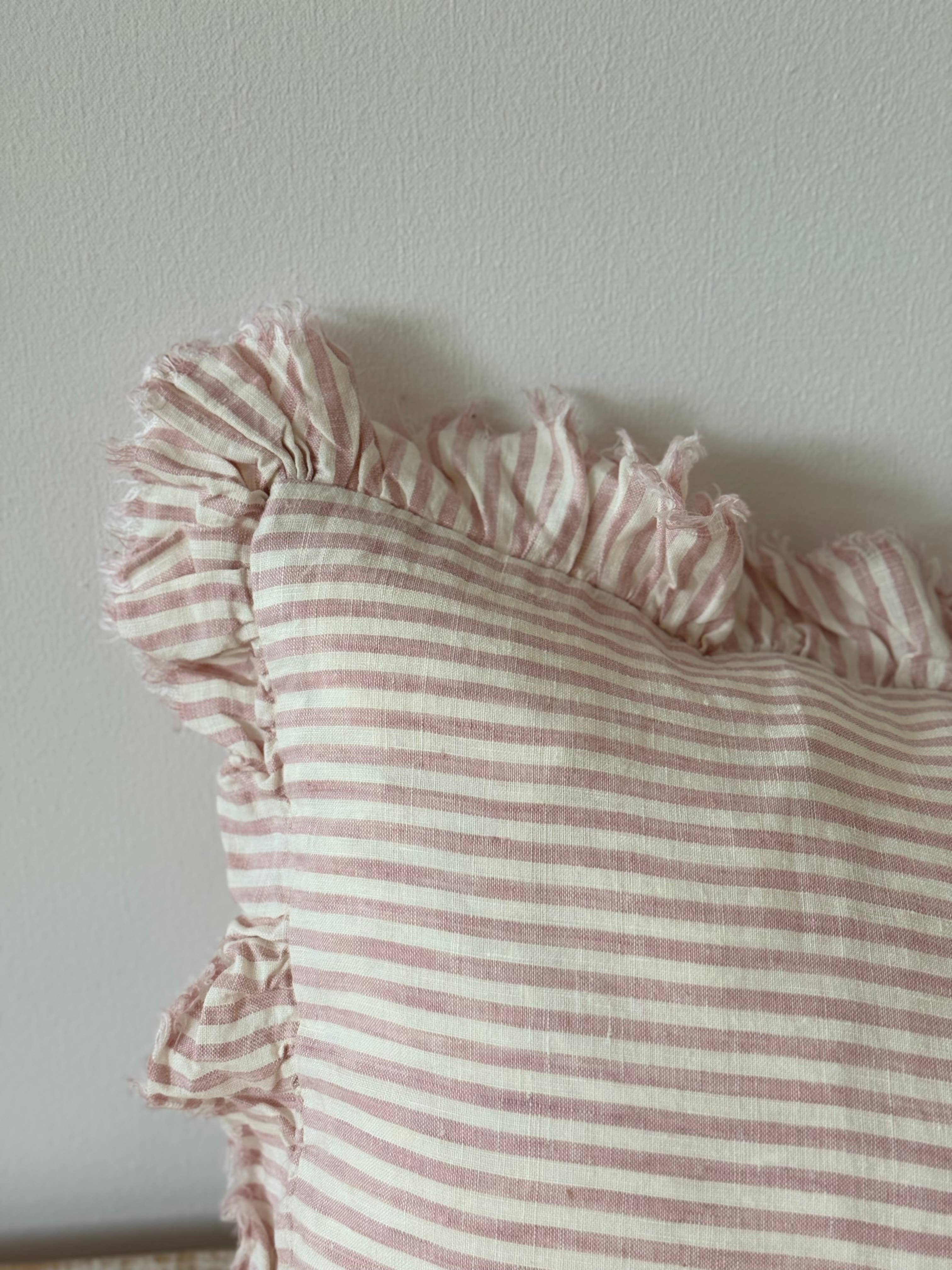 Ellenvale Trade – wholesale Throw pillow cover – Hallie Bolster Linen Cushion Cover – Pink Stripe 80x303
