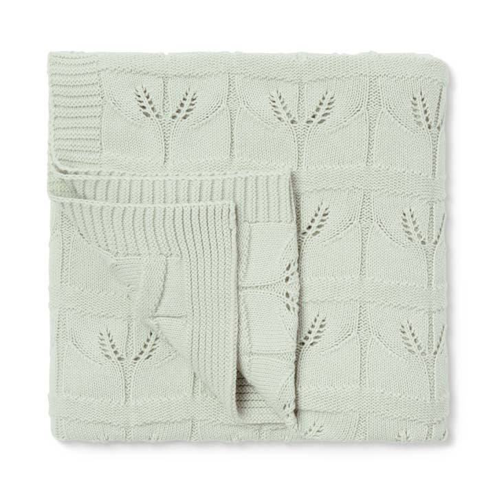 Sage Leaf Knit Blanket for wholesale by Aster & Oak