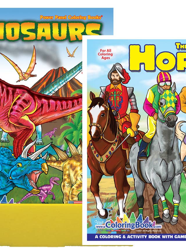 24-pack 12 dinosaurussen 12 paarden kleurboeken 8,5 „x11" voor wholesale door Really Big Coloring Books | ColoringBook.com