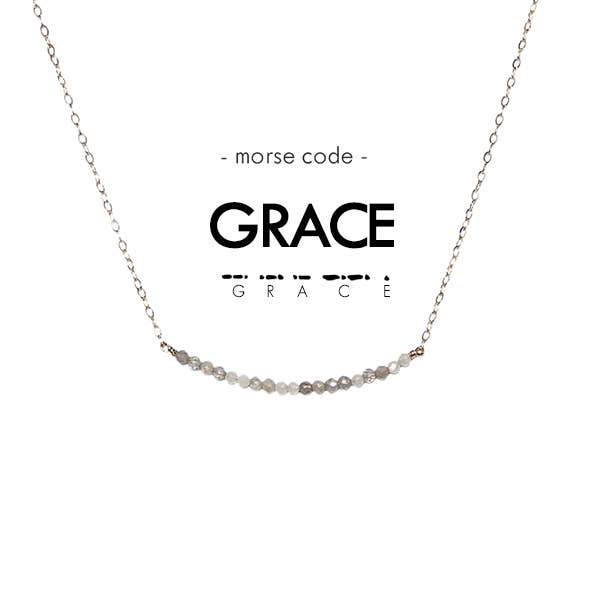 Morse Code Dainty Stone Necklace // Grace for wholesale by ETHICGOODS