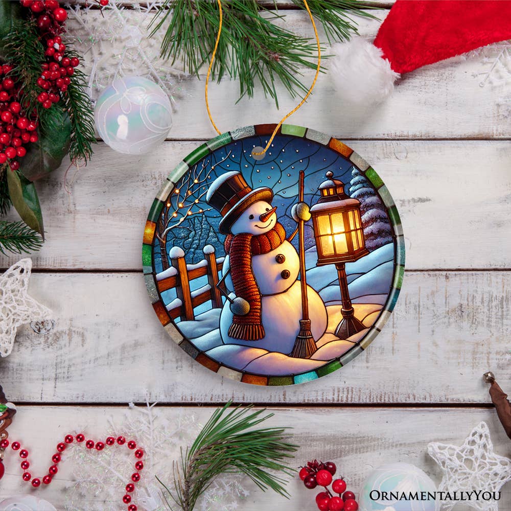 OrnamentallyYou - Wholesale Ornament - Serene Lantern Light Snowman with Top Hat Christmas Ornament1