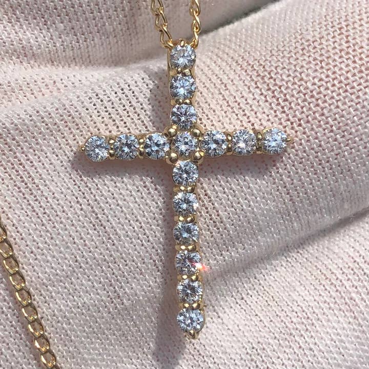 Geneve Diamond - Wholesale Pendant/Charm Necklace - 1 Carat VS Diamond Cross Pendant Real Lab Necklace 14K Gold3