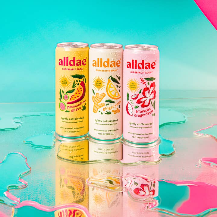 alldae superfruit soda - Wholesale Soda/Carbonated Drink - Variety 12 Pack | Healthy Soda | Lightly Caffeinated Soda