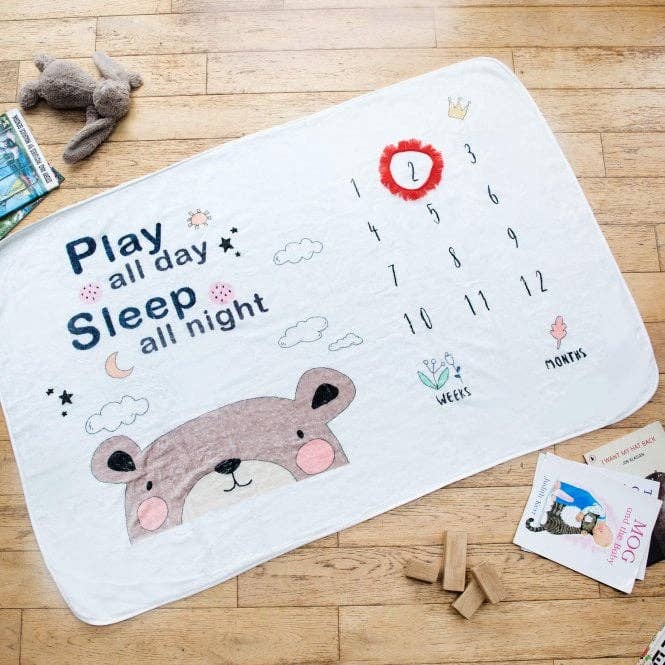 Studio Hop – wholesale Milestone blanket – Child & baby – 'Play All Day Sleep All Night' Baby Milestone Blanket5