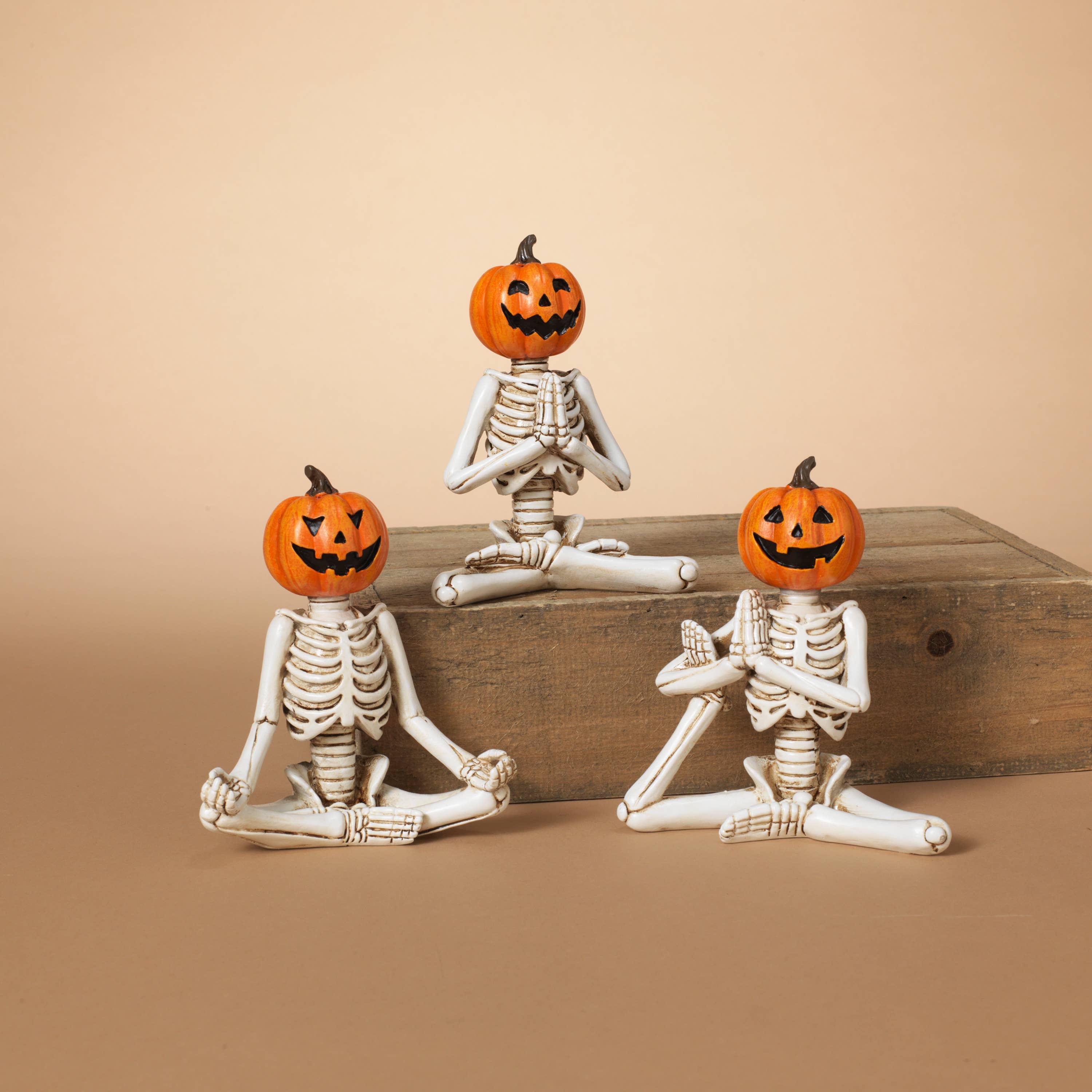 The Gerson Companies - Wholesale Decorative Figurine - Gerson Introducing our 5.5"H Resin Skeleton w/ Pumpkin Head,0