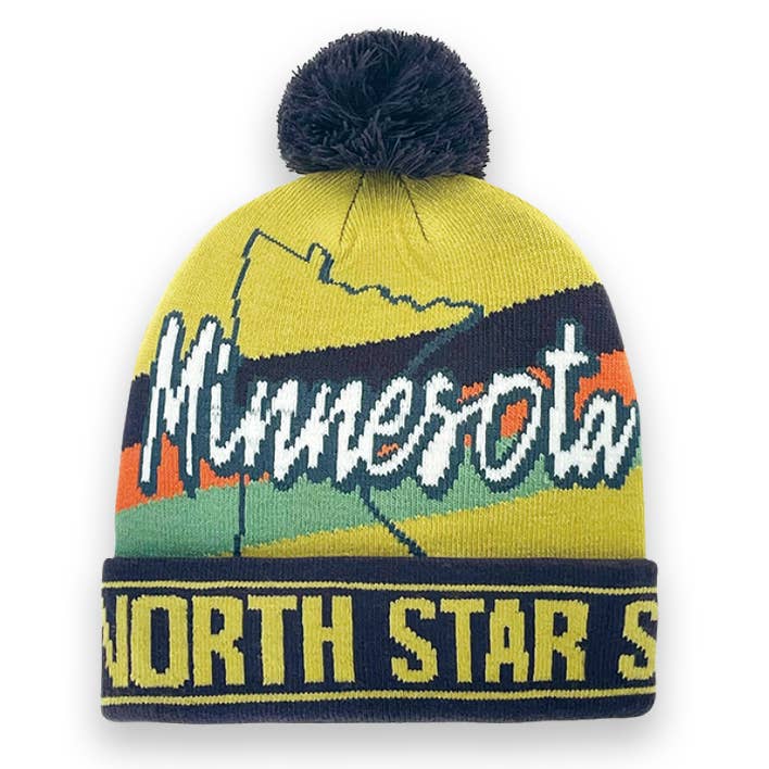 Berretto Invernale Lavorato a Maglia Minnesota con Pom Pom Souvenir dello Stato della Stella del Nord per la vendita all'ingrosso da parte di Northern Icons Creations INC