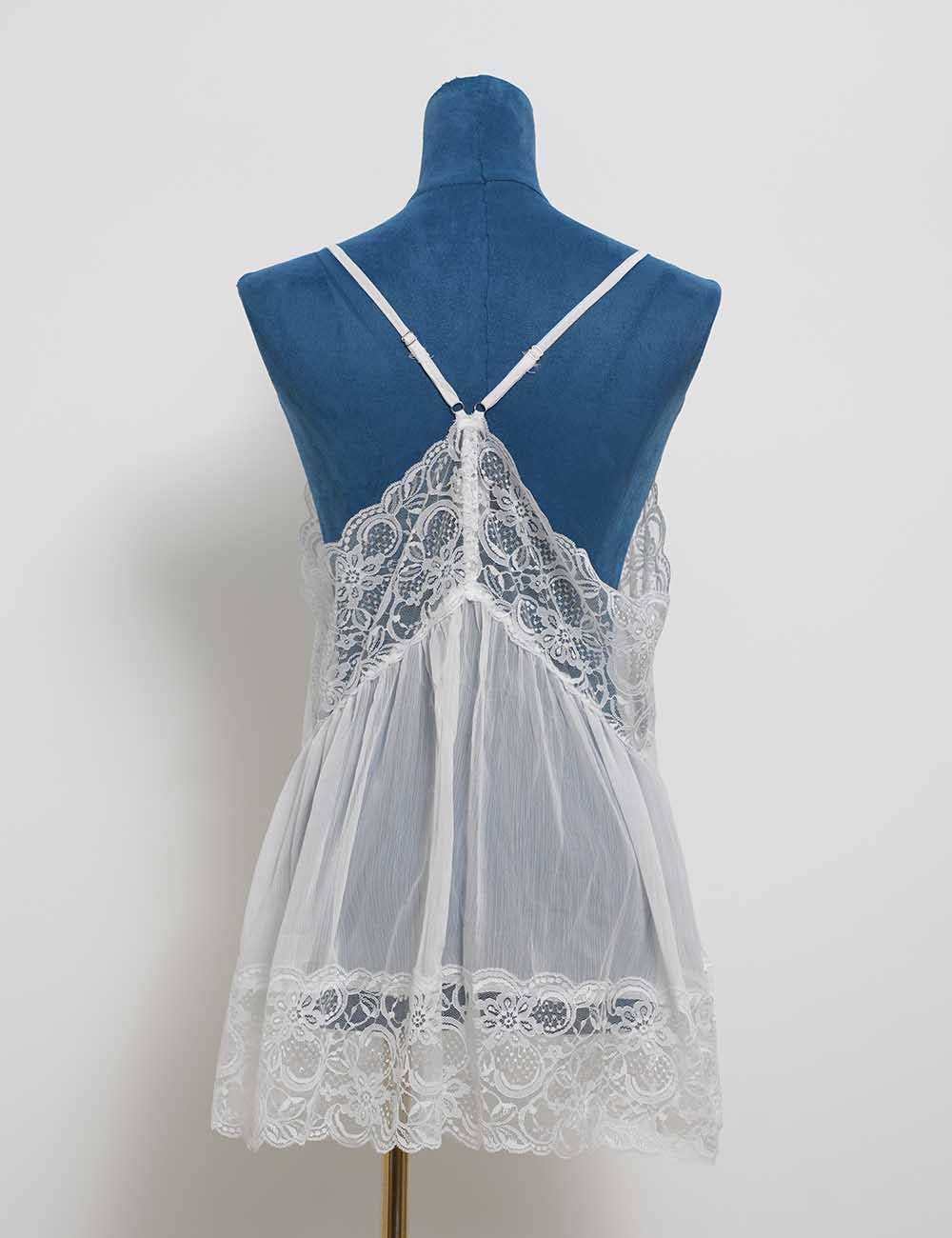 Blanco Top de tirantes con encaje transparente para mujer SKT5M6 de venta al por mayor en Faire3