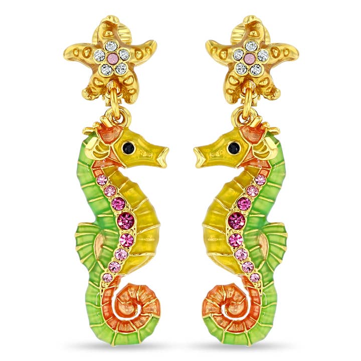 Orecchini Ritzy Couture DeLuxe pastello a forma di stella marina e cavalluccio marino per la vendita all'ingrosso da parte di Ritzy Couture by Esme Hecht