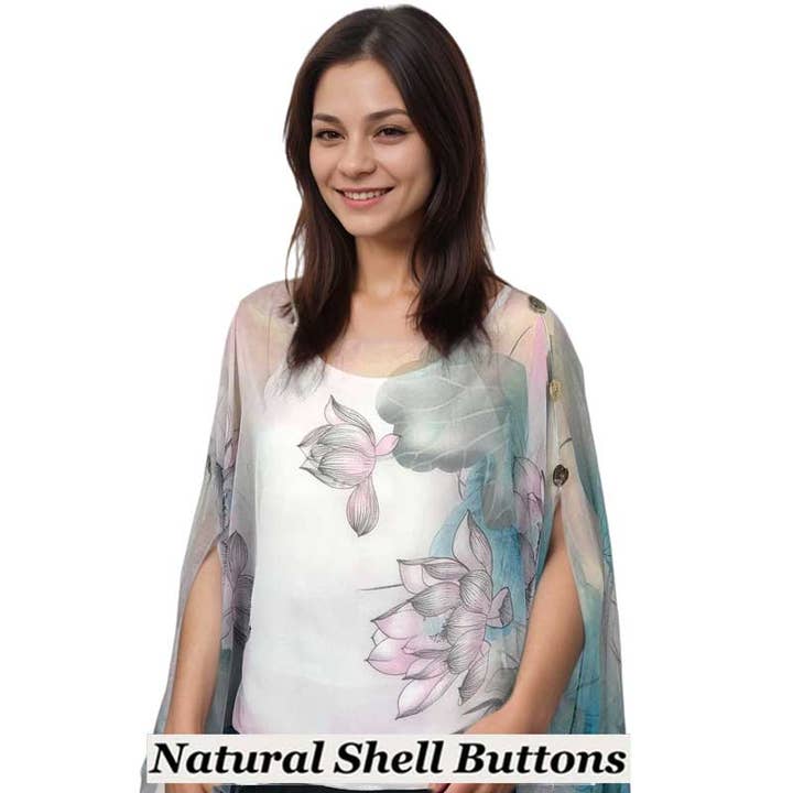 The Magic Scarf Company - Vendita all'ingrosso Poncho - Donna - Poncho/Cappa setosa con sei bottoni36