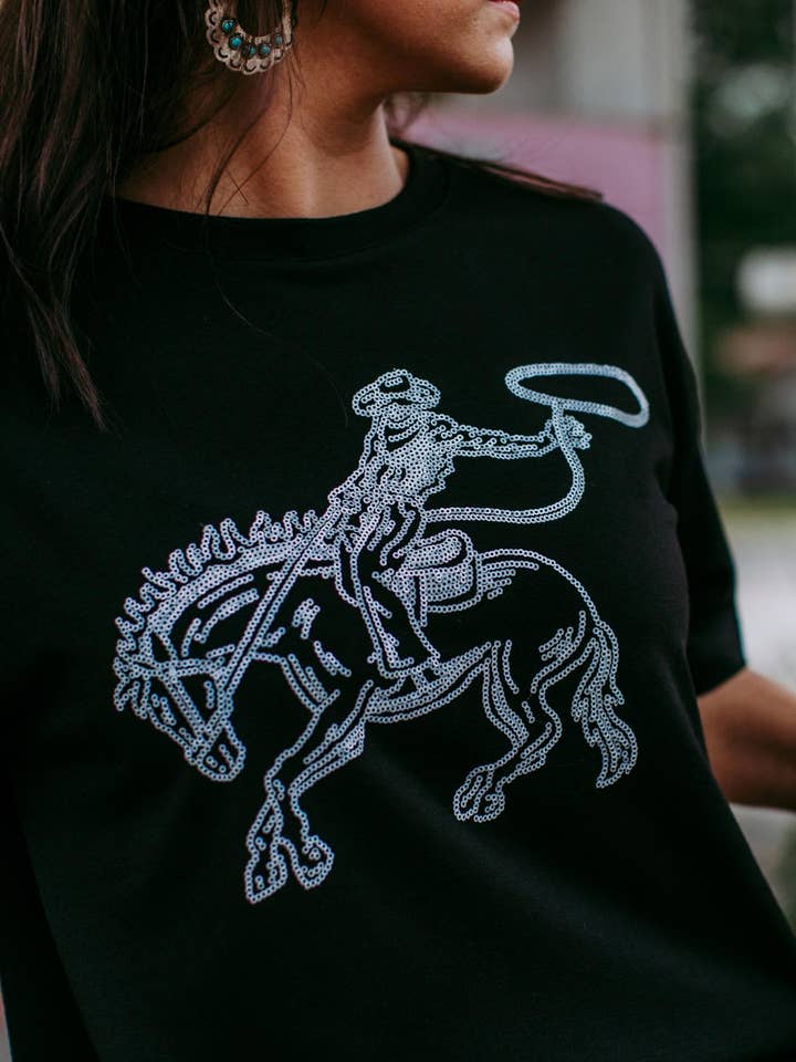 Black MK427 Deadwood Sequin Embellished Tee Dress for wholesale on Faire0