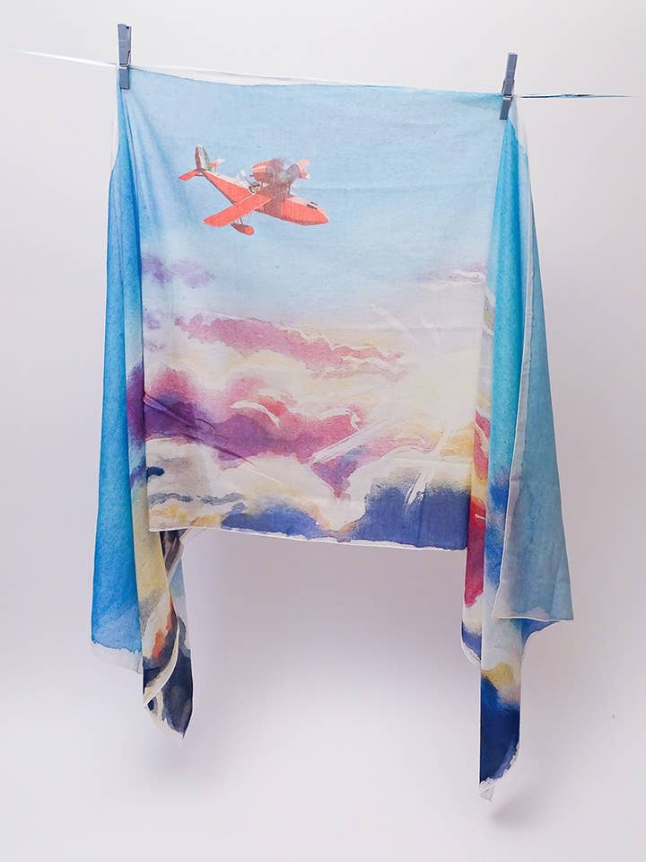 Pastel color scarf - Porco Rosso pour la vente par Bleu tango