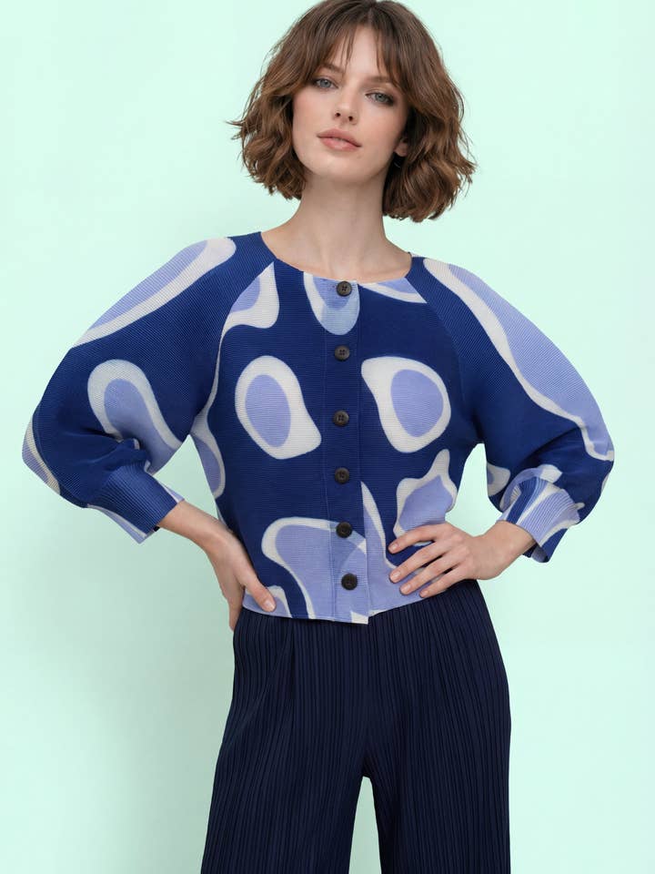 Bouton imprimé abstrait D7416 - Haut froissé pour la vente par N by Nancy