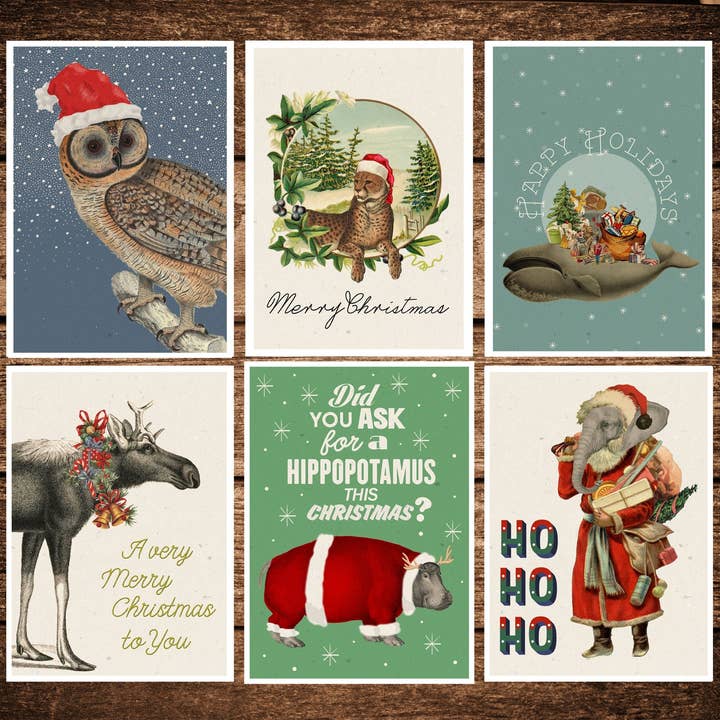 Set de tarjetas navideñas Funny Animals para venta al por mayor de PRRINT!