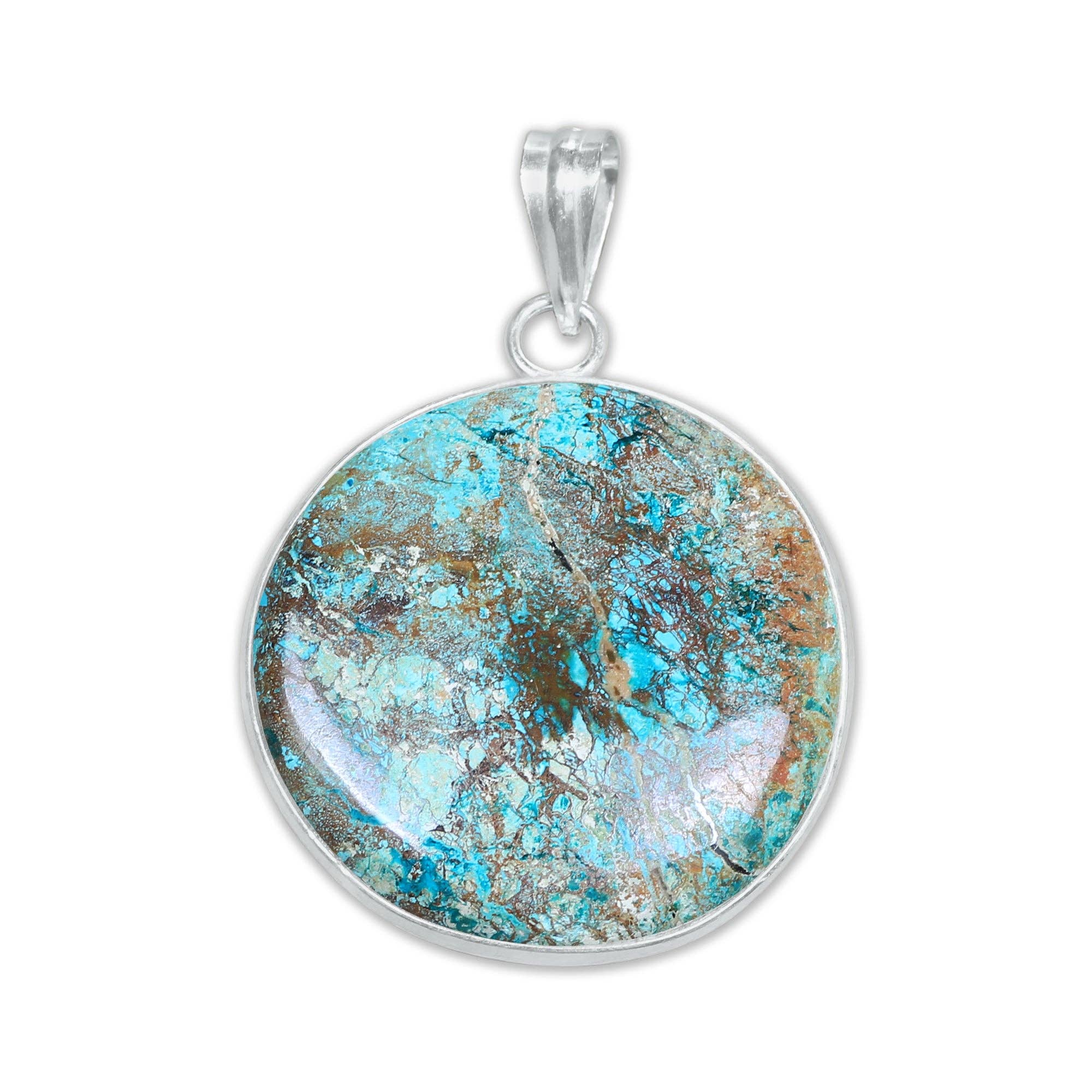 Handmade Jewels - Wholesale Individual Charm/Pendant - Chrysocolla Minimalist Pendants -  Handmade, Silver-Plated Brass, Wholesale9