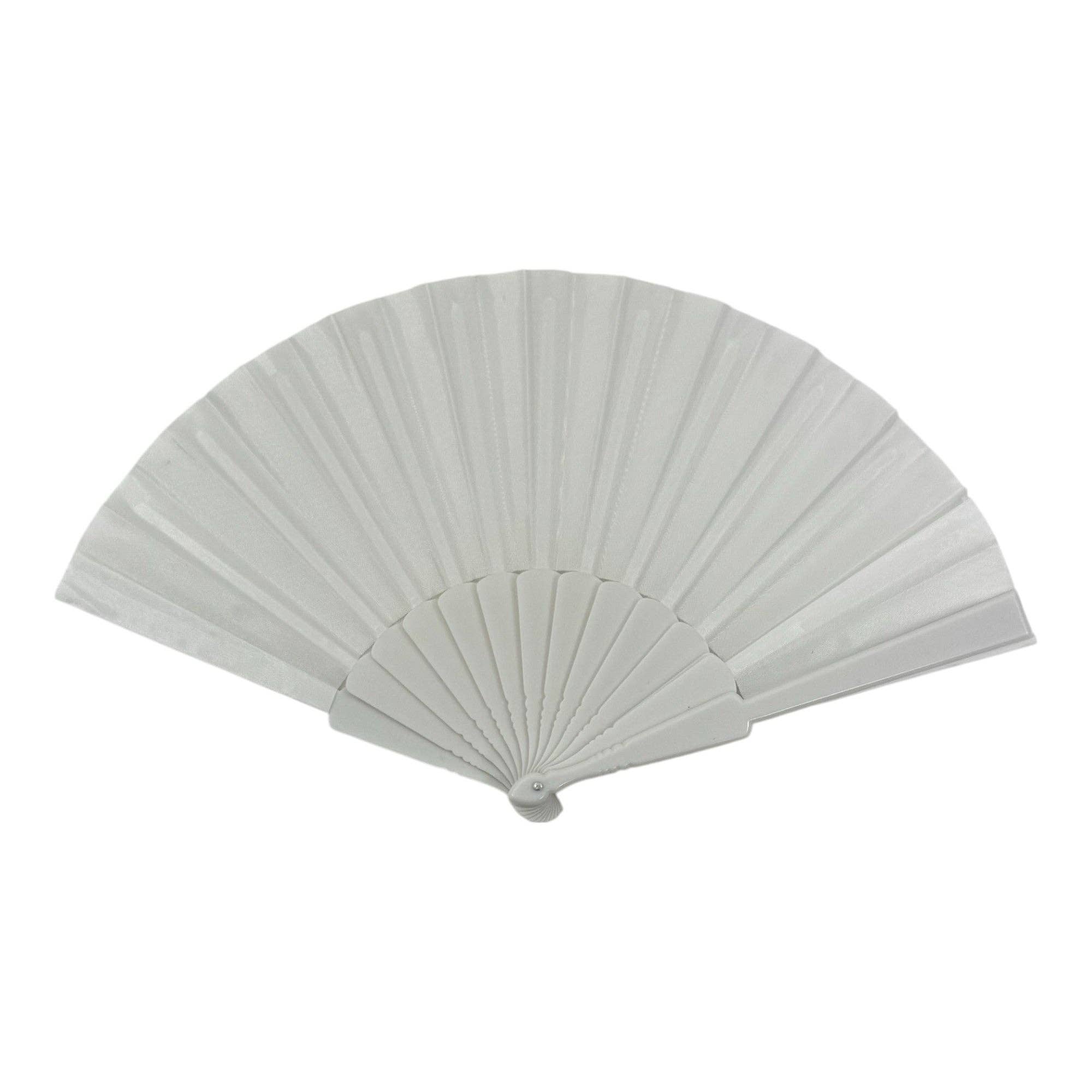 White On White Hand Held Folding Fan FN06 (12PC) for wholesale on Faire2