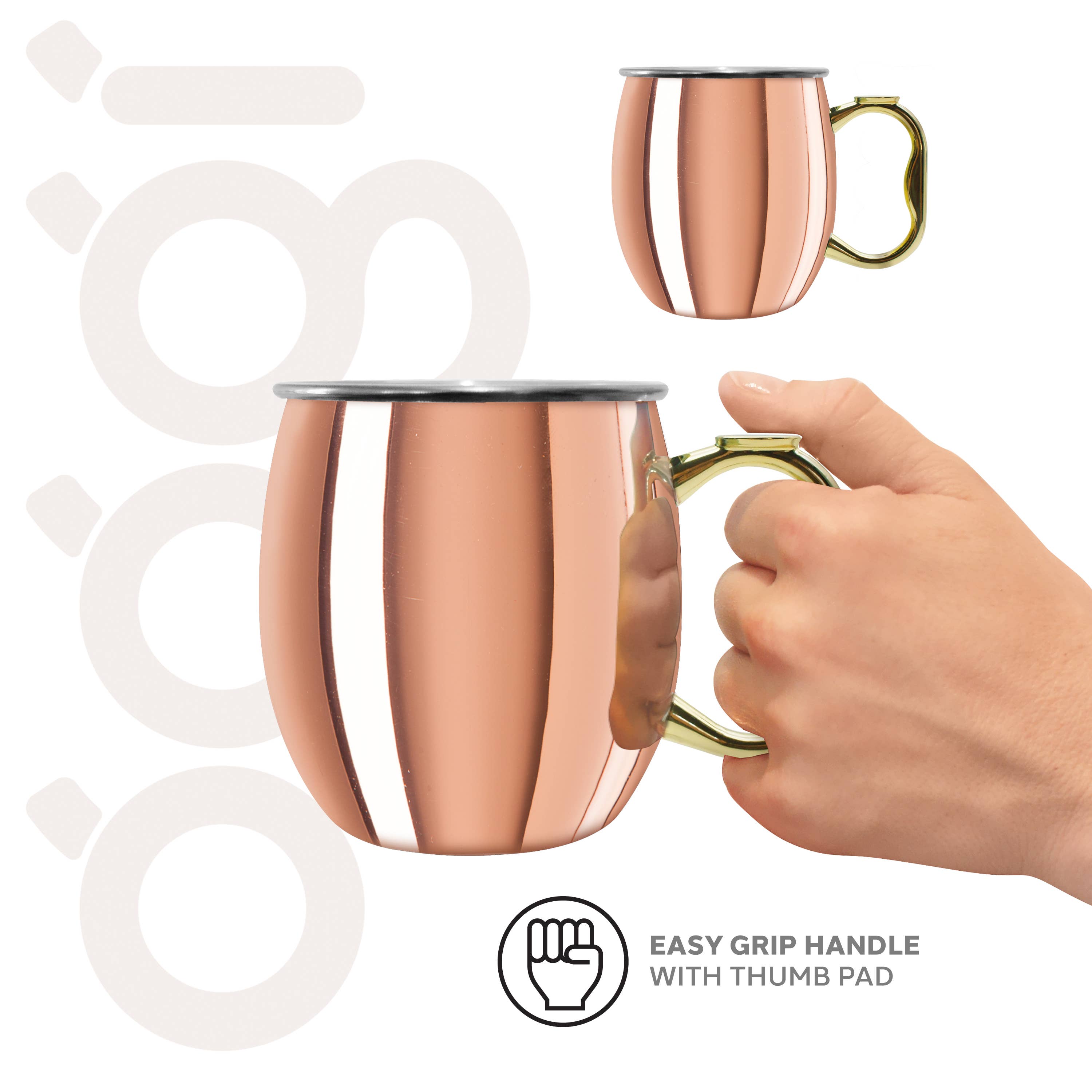 Oggi - Wholesale Cocktail/Liquor Glass - Moscow Mule Mugs - Set of 2 Stainless Steel (590 ml, 20 oz)3
