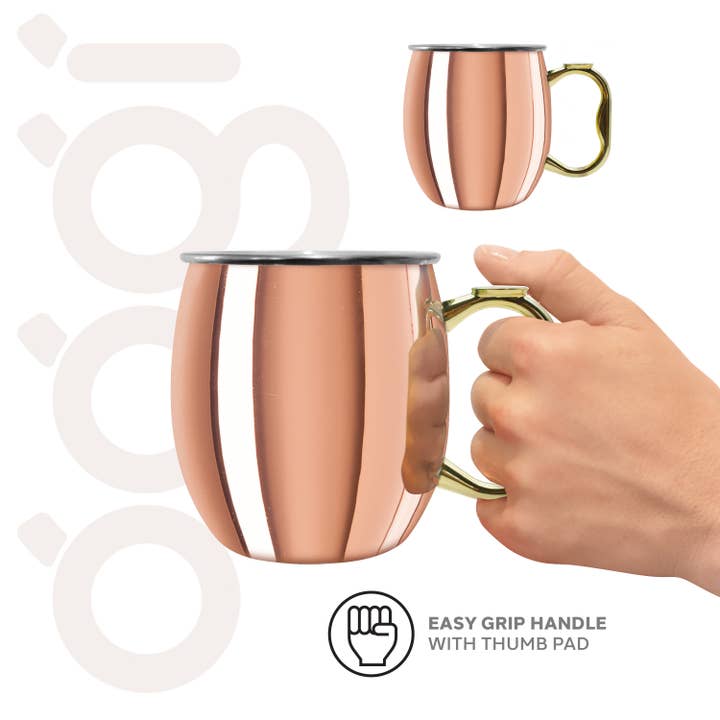 Oggi - Wholesale Cocktail/Liquor Glass - Moscow Mule Mugs - Set of 2 Stainless Steel (590 ml, 20 oz)3