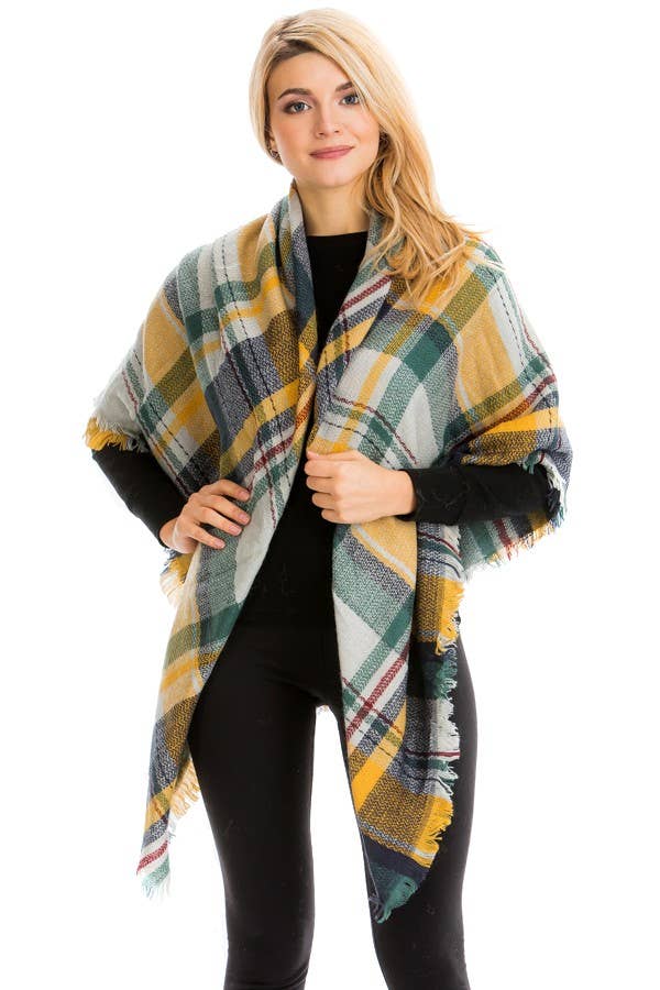 Cap Zone - Wholesale Scarf - Women's - Large Over Sized Plaid Printed Blanket Scarf and shawls13