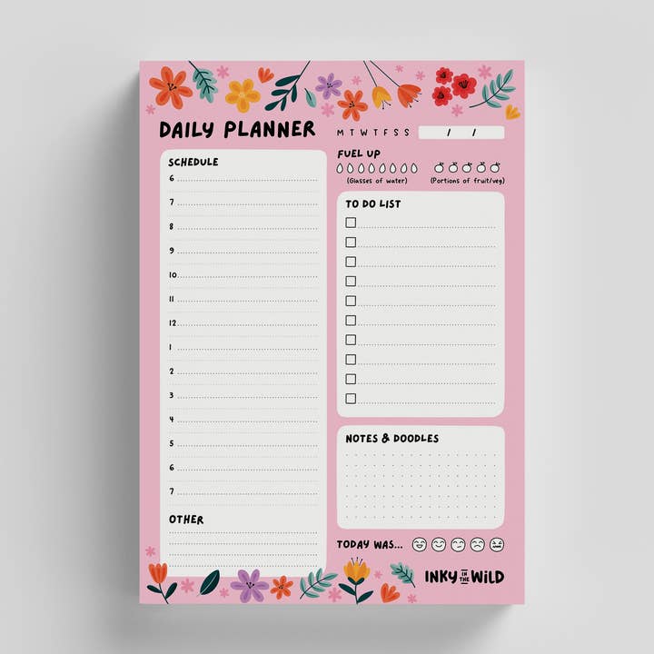 Bloc de notas planificador diario floral (A5) | Bold Blooms | Verano para venta al por mayor de Inky in the Wild