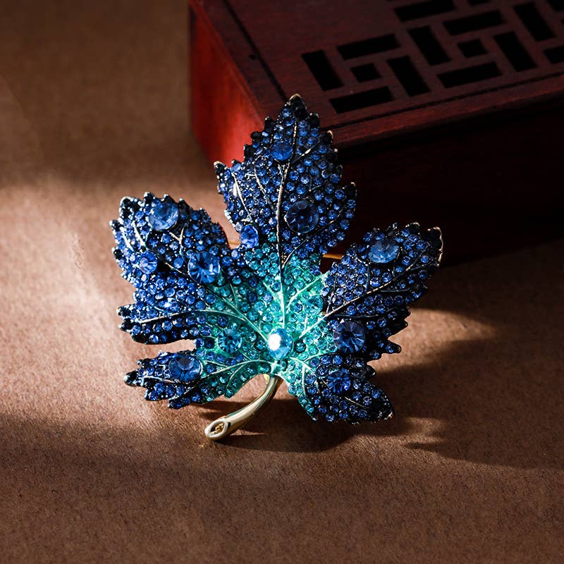 Tourtiwi - Wholesale Brooch - Sparkling Rhinestone - Encrusted Maple Leaf Brooches0