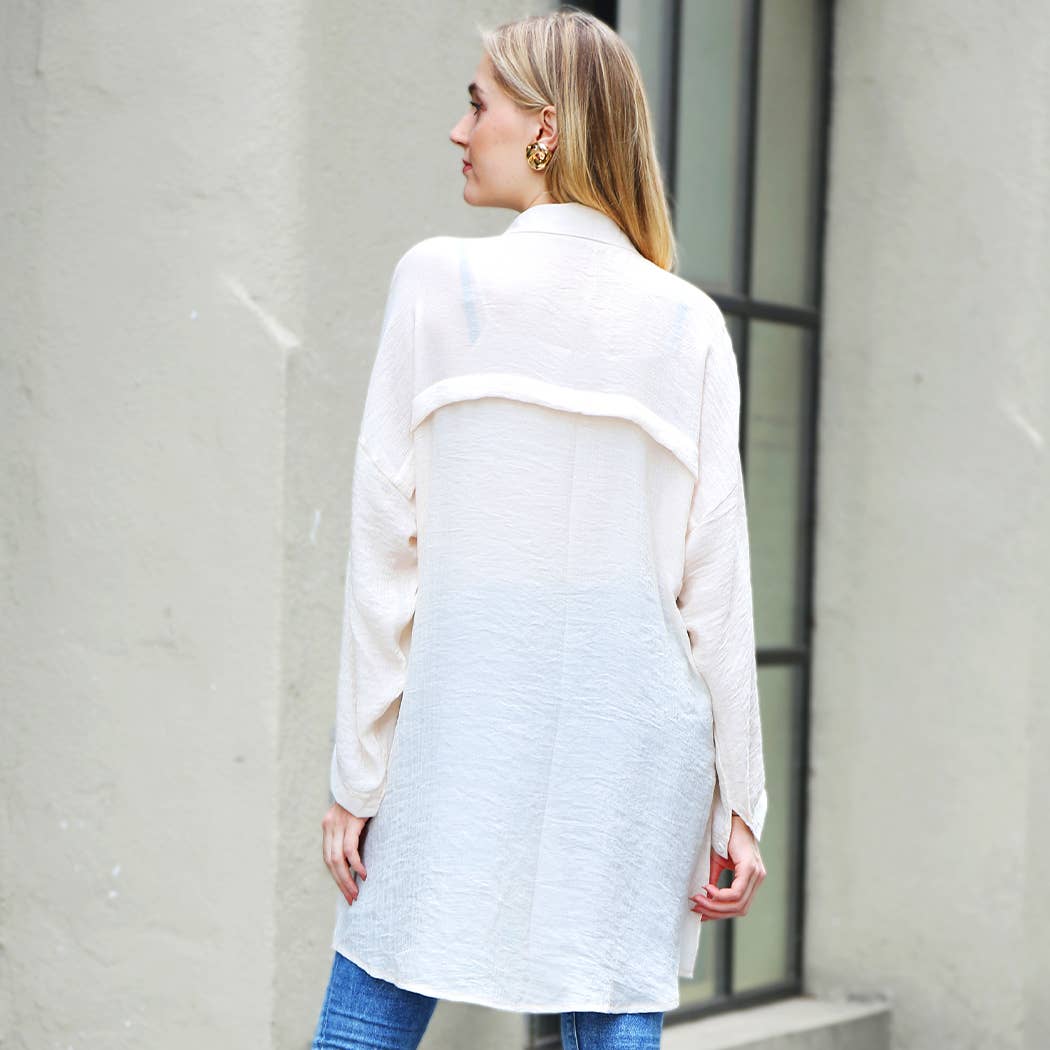 Fashion City - Wholesale Strandvestje/Strandjurk/Strandtuniek - Dames - Dames Blouse Met Knopen in Effen Kleur als Strandjurk18