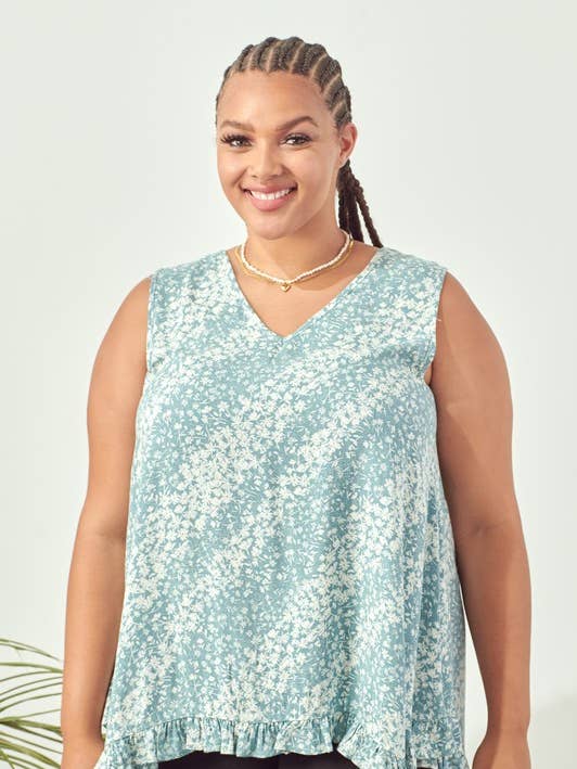 Top Diagonal Ditsy à volants - 14849TPL pour la vente par Doe and Rae