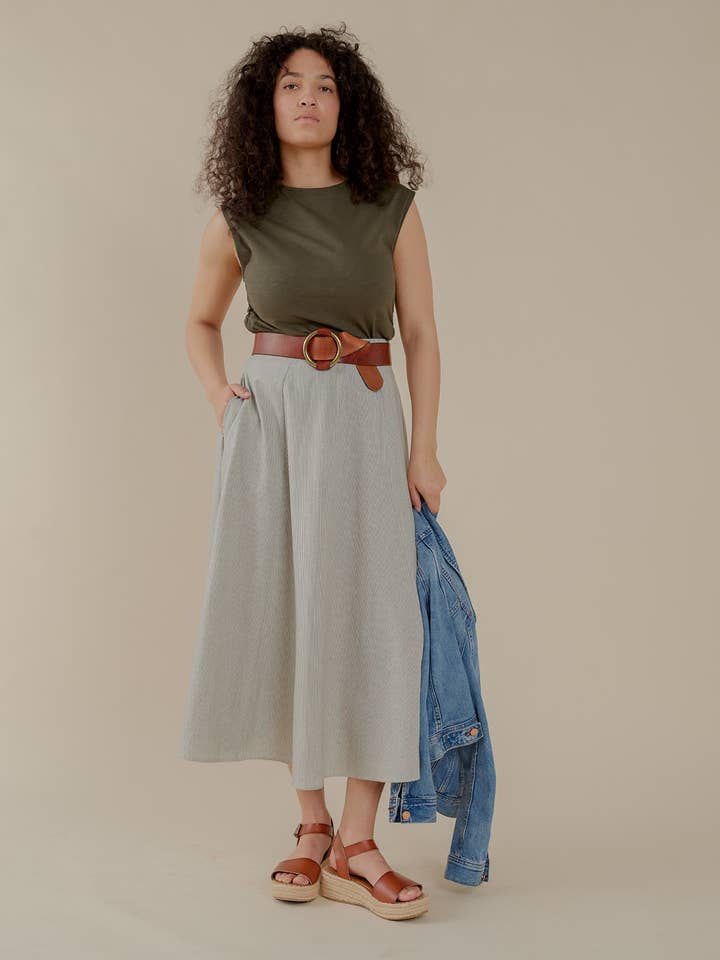Lucinda Skirt Olive Stripe for wholesale on Faire1
