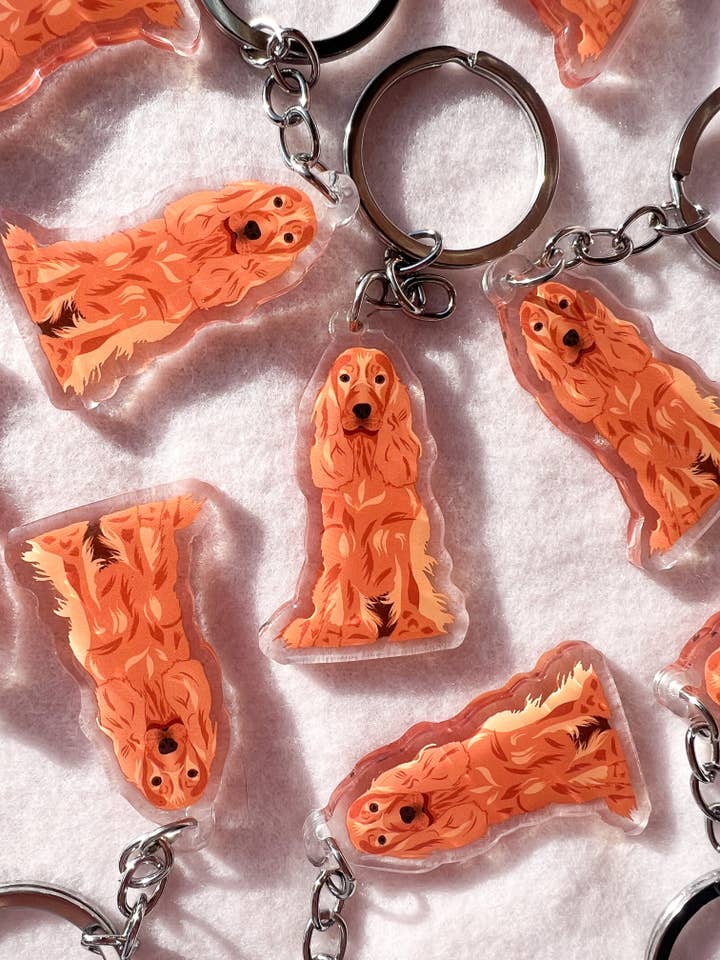 Cocker Spaniel (red) Keychain for wholesale by Our Cheery Corner