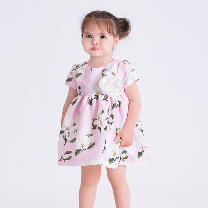 3D Flower Appliqué Baby Girl Dress for wholesale by Mama Luma