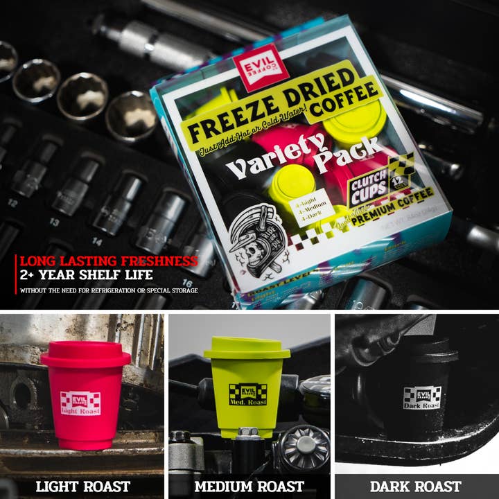 Smithco Distributing - Wholesale Instant Coffee/Espresso - Evil Coffee Clutch Cups - Freeze Dried Coffee (12 Pack)/ PDQ3