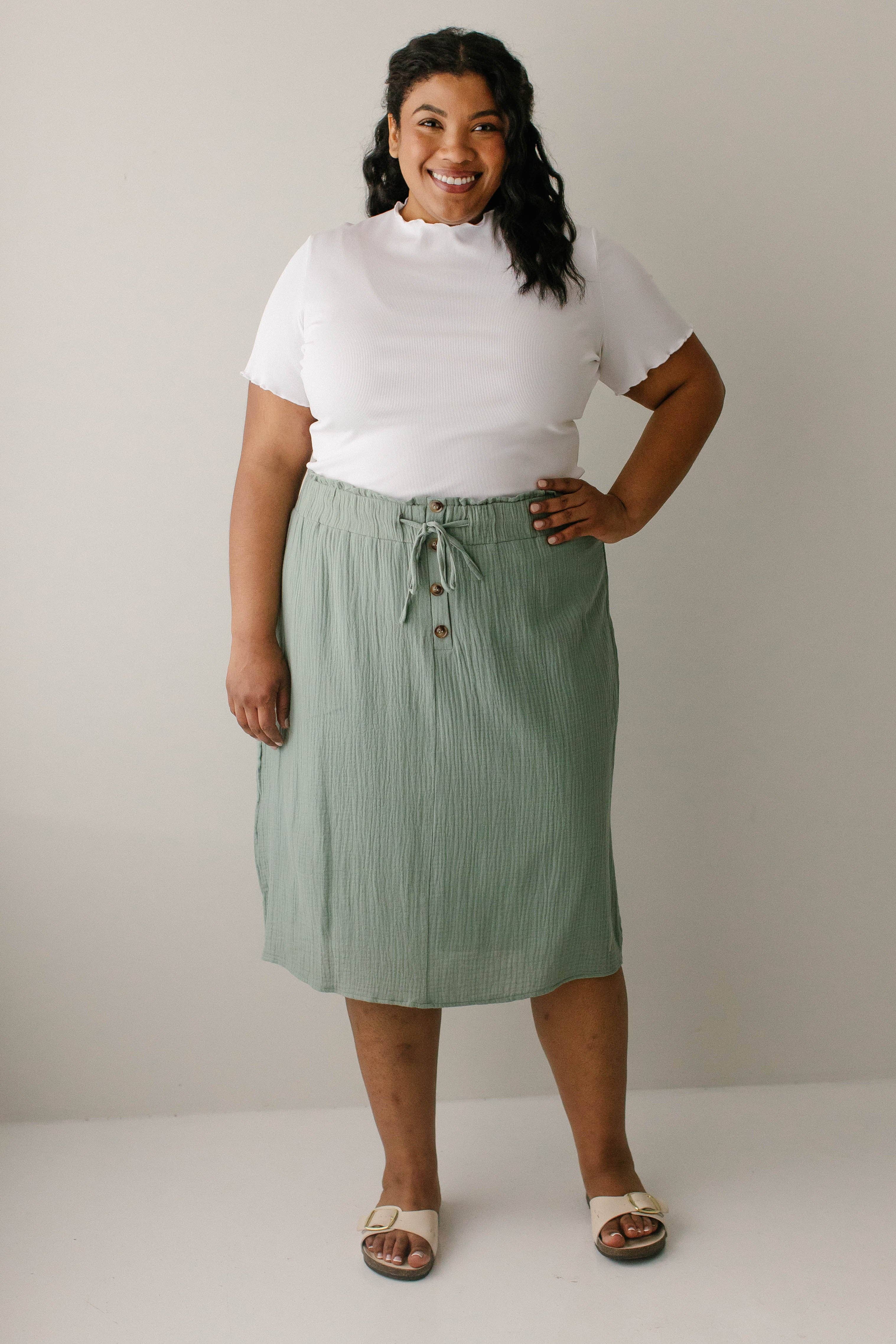 The Main Street Exchange - Wholesale Skirt - Women's - 'Courtney' Paper Bag Waist Cotton Gauze Skirt FINAL SALE16