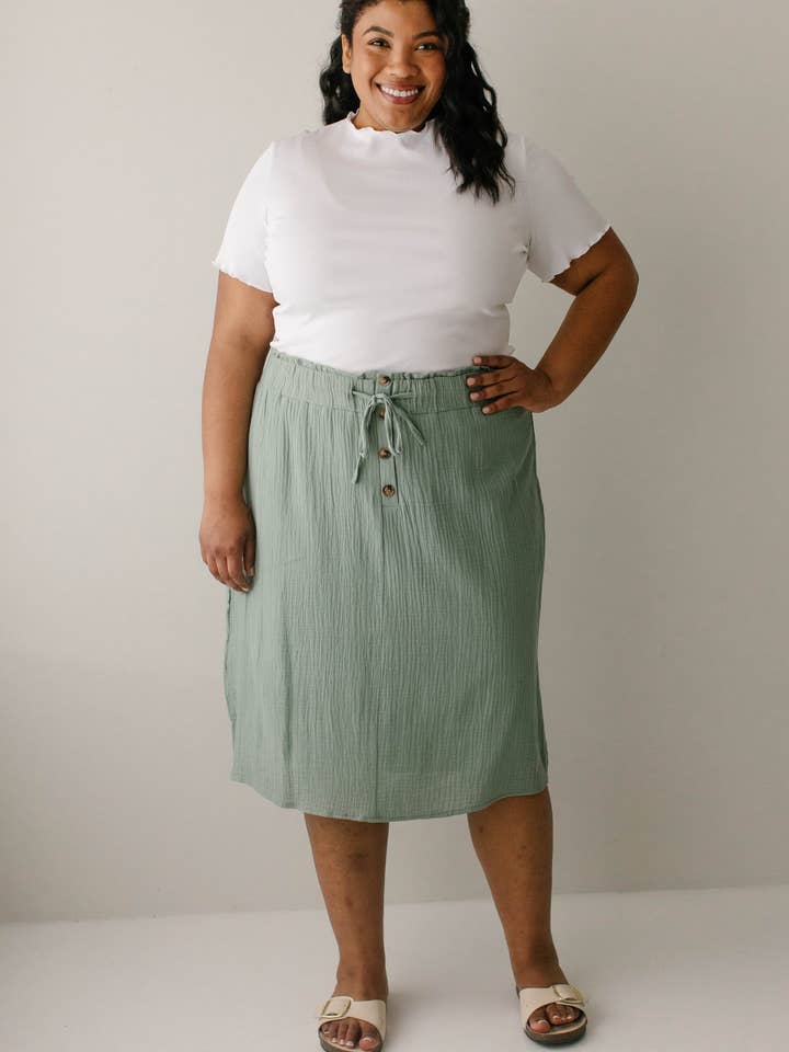 The Main Street Exchange - Wholesale Skirt - Women's - 'Courtney' Paper Bag Waist Cotton Gauze Skirt FINAL SALE16