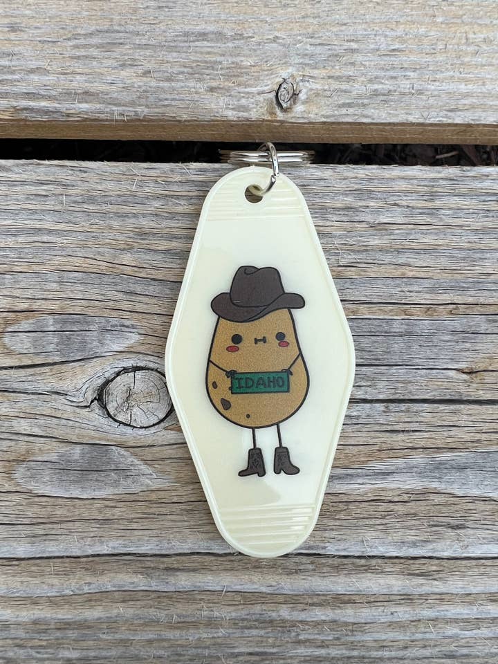 Potato Cowboy Keytag for wholesale by Iron Pine
