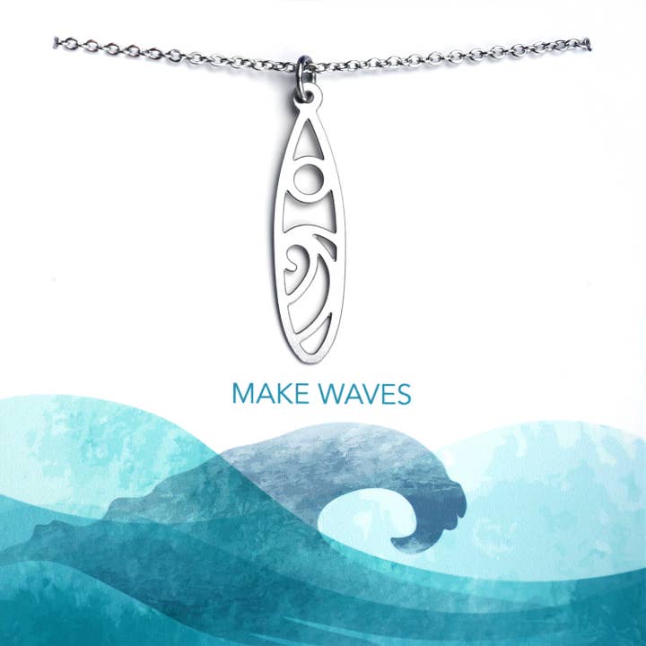 Sun + Wave Surfboard-Halskette für den Großhandel von Melissa Lew