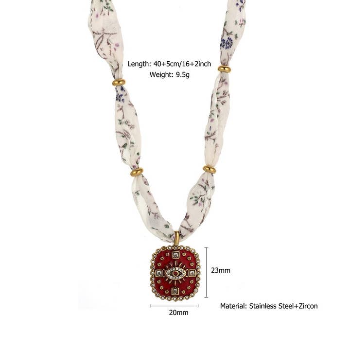 ACCITY - Wholesale Pendant/Charm Necklace - Original Silk Scarf Necklace with Colorful Charm_CWMM8815