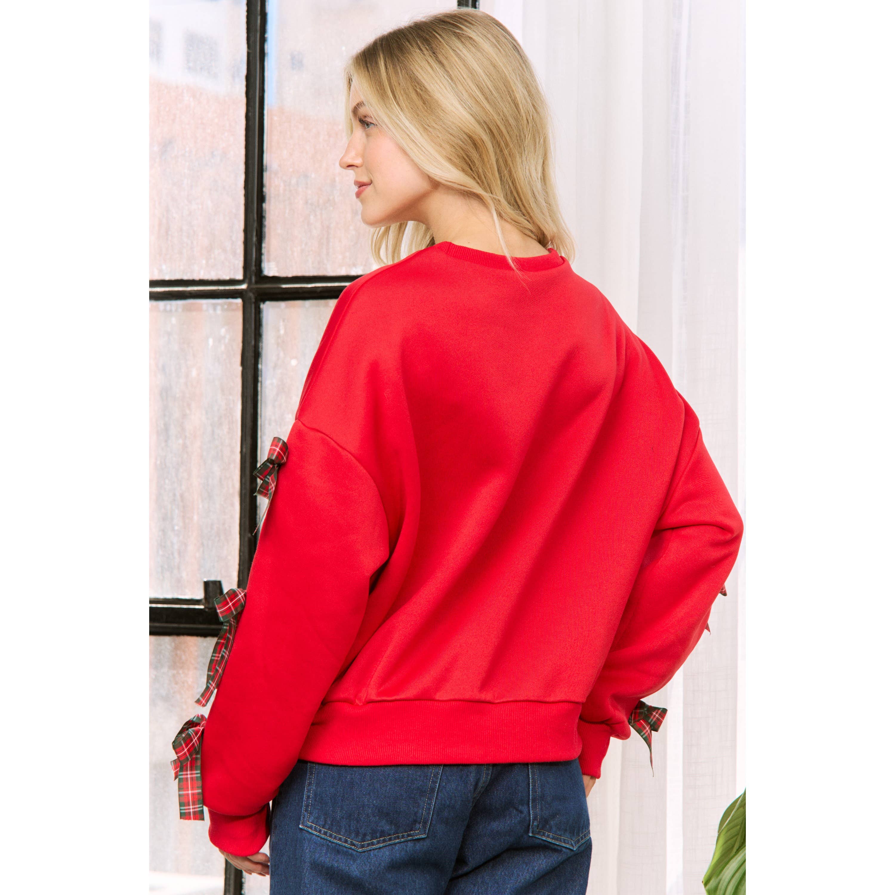 Sweet Generis - Wholesale Lounge Top - Women's - BOW TACKING DETAILS LOOSE FIT PULLOVER TOP8