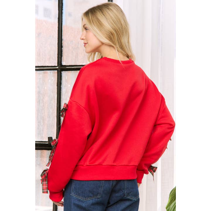 Sweet Generis - Wholesale Lounge Top - Women's - BOW TACKING DETAILS LOOSE FIT PULLOVER TOP8