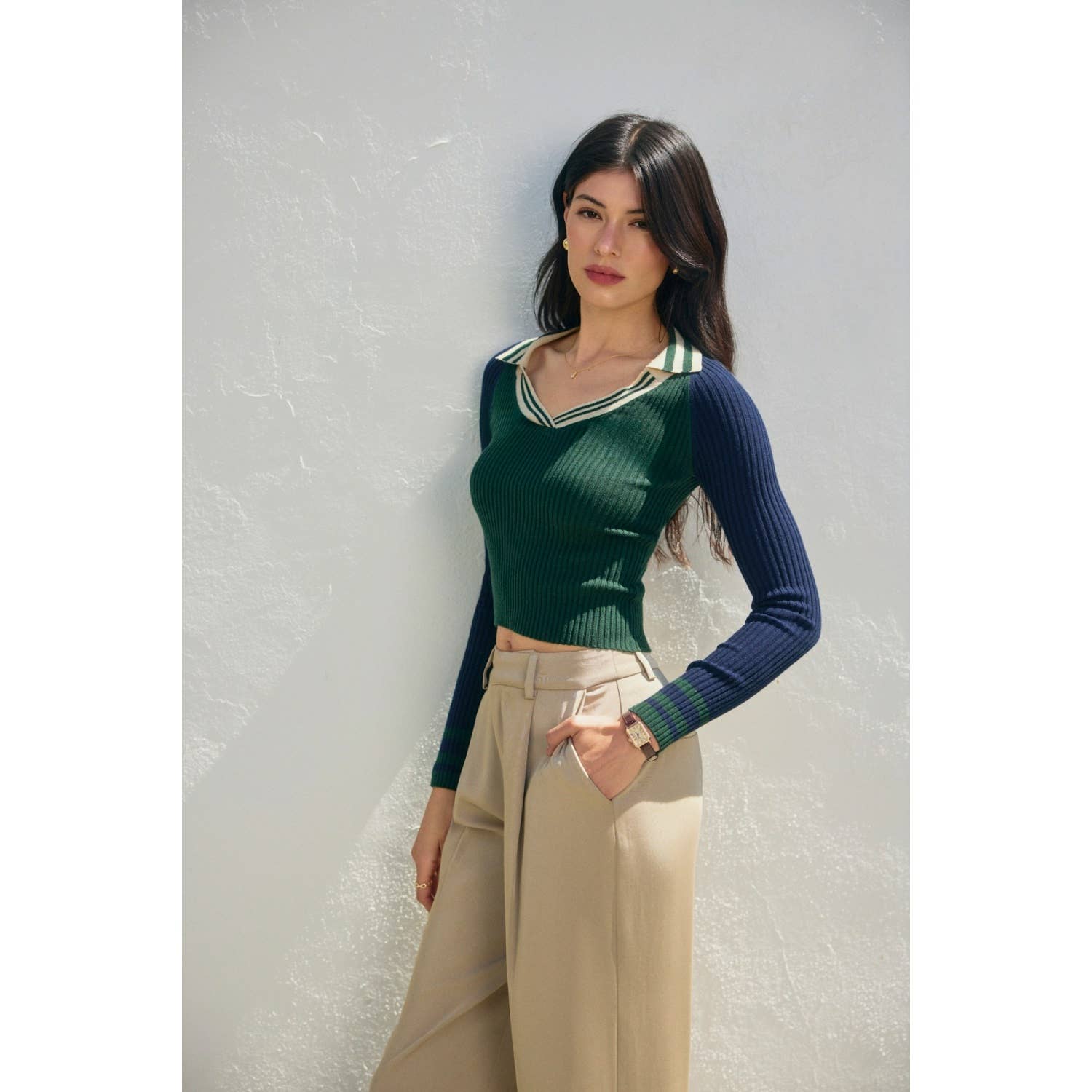 Dress Forum - Wholesale Knit Top - Women's - Fitted Knit Collared Sweater1