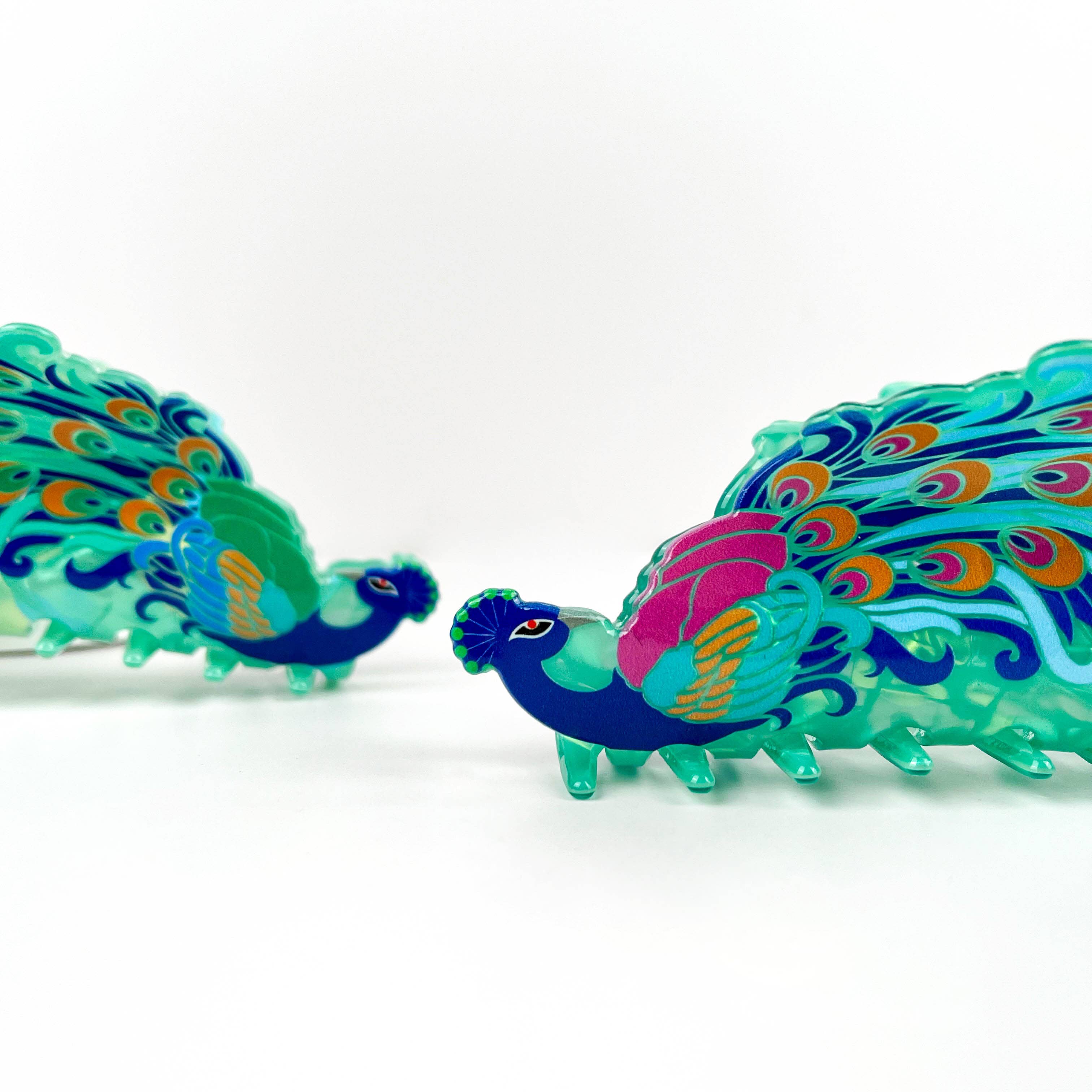 mildstyles - Wholesale Hair Clip - Women's - Elegant Peacock Print Acrylic Animal Hair Claw Clip3