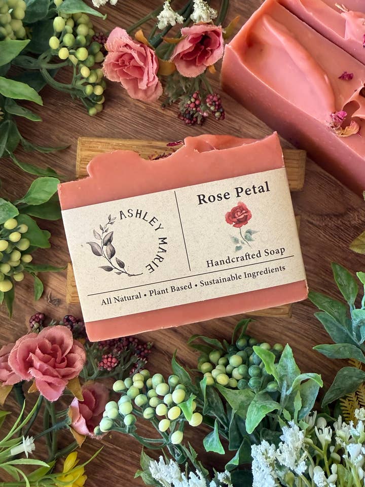 Rose Petal Bar Soap | Luxurious Handmade Artisan for wholesale by Ashley Marie Soap