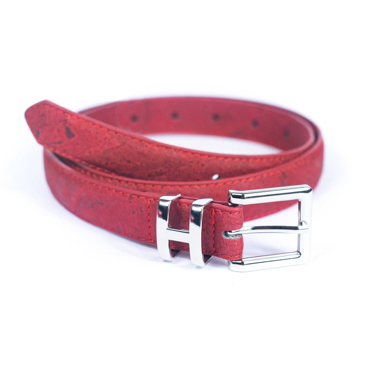 Meninas Bonitas Cork – wholesale Belt – Women's – Double-Sided Cork Belt with H Logo Design, Women's Silver L-10046