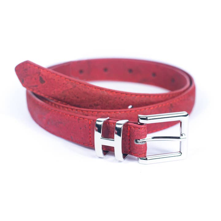 Meninas Bonitas Cork – wholesale Belt – Women's – Double-Sided Cork Belt with H Logo Design, Women's Silver L-10046