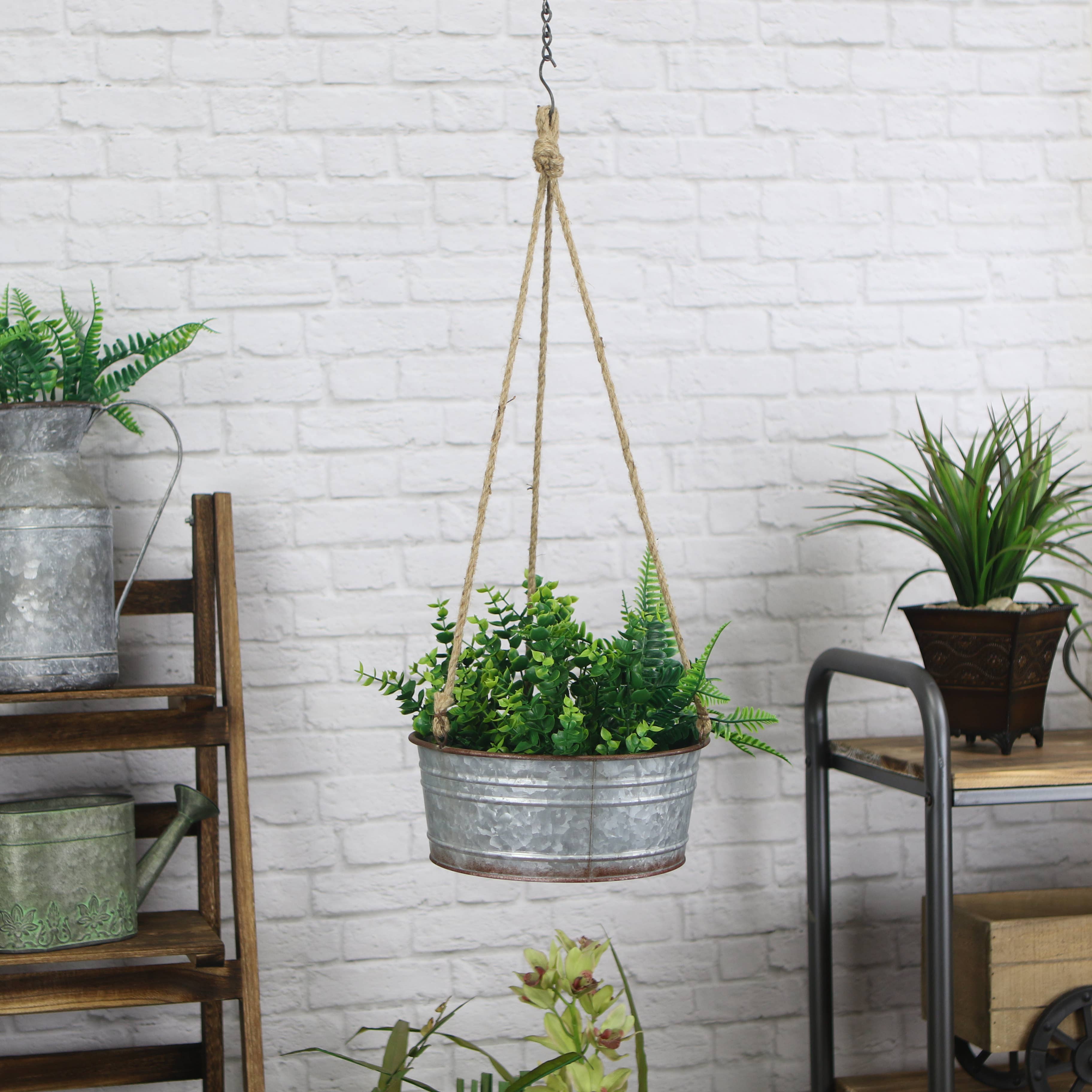 Cheungs Home Decor - Wholesale Hanging Planter - Inara Round Galvanized Hanging Metal Planter5