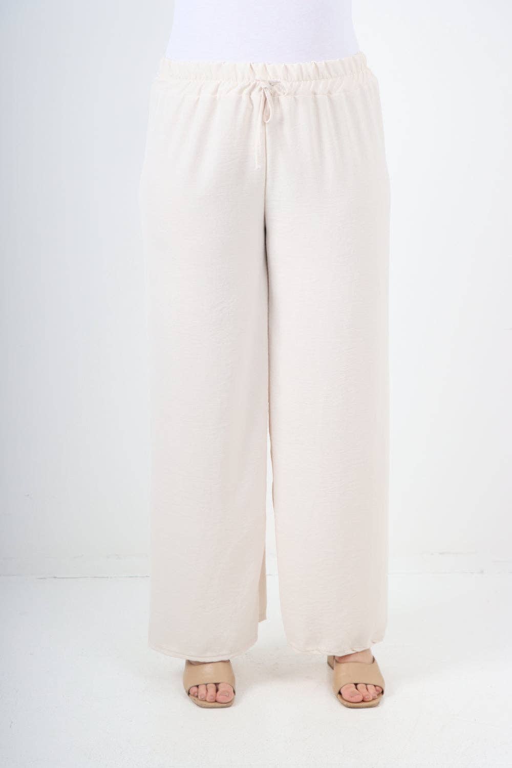 Miss Bold – wholesale Pants – Women's – Italian Elastic Waistband Drawstring Wide Leg Trousers3