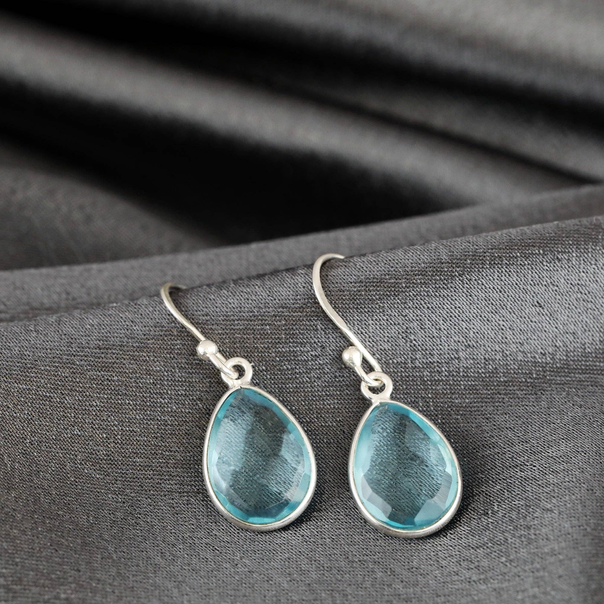 MadamLili – wholesale Dangle earrings – Aqua Topaz drop earrings 925 sterling silver3